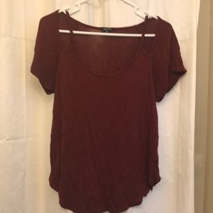 Maroon cold shoulder top
